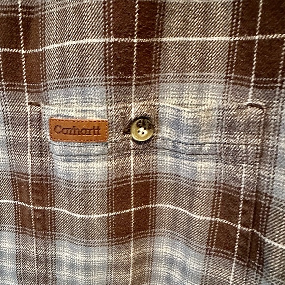 Carhartt Men's Blue and Brown Plaid Shirt - Picture 4 of 4